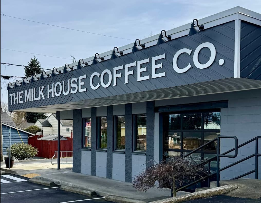 The Milk House Coffee Co. storefront exterior in Everett, WA